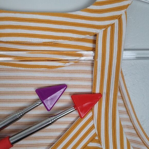 Anthropologie Deletta Size M Isa Tank Top Sleeveless Cut Out Back Striped Orange - Picture 9 of 12